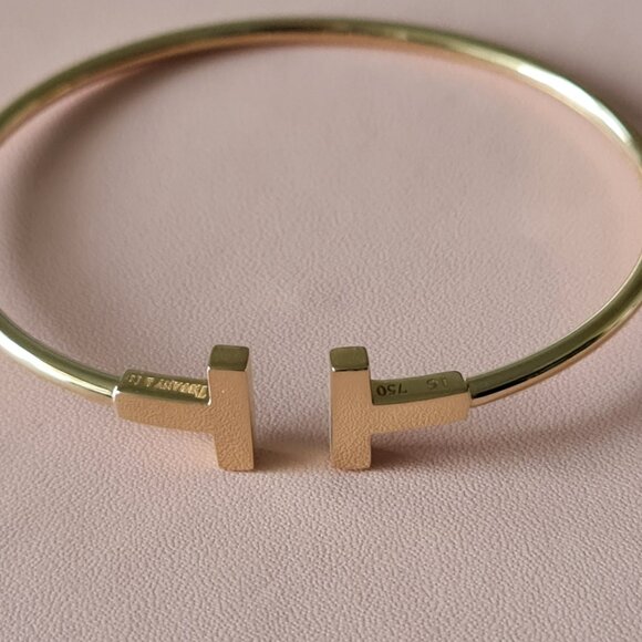 T bangle side slide bangle gold 18k - Picture 1 of 8